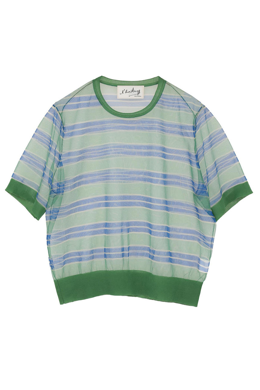 マルティニーク/martiniqueの【予約販売】【l’heritage martinique】シアーボーダープルオーバー(グリーン/A0361KSW483)