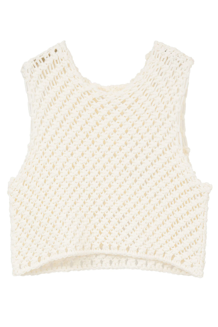 マルティニーク/martiniqueの【予約販売】【l’heritage martinique】コットンマクラメノースリーブトップス(オフ/A0361KSW485)