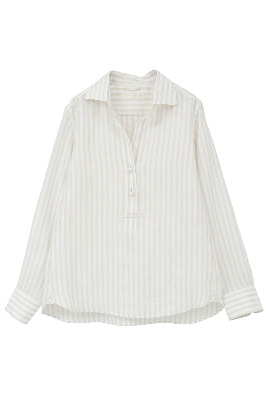 マルティニーク/martiniqueの【予約販売】リネンパールスキッパーシャツ(ストライプ/A0361FB 422)