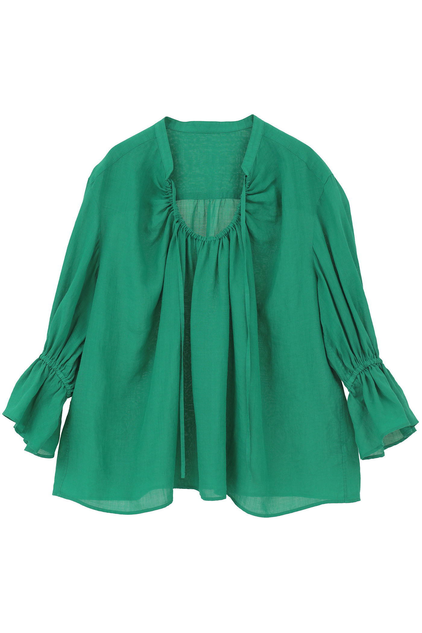 マルティニーク/martiniqueの【予約販売】ラミーネックギャザーブラウス(グリーン/A0361FB 543)