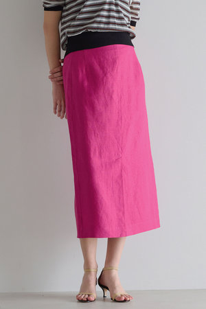 マルティニーク/martiniqueの【予約販売】リネンストレッチボートフロントスリットスカート(セットアップ可)(110700/110703)