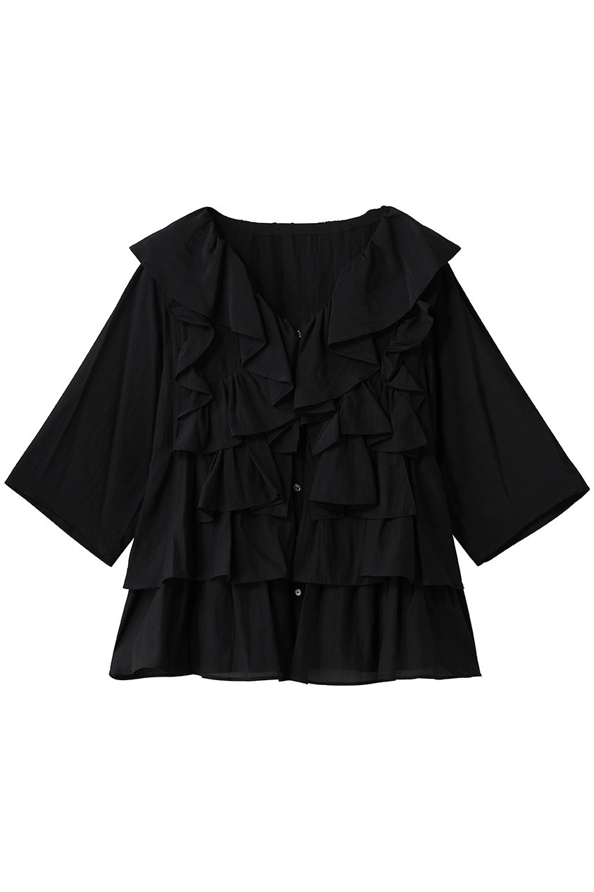 martinique エアリーローンフリルチュニック (ブラック, F) マルティニーク ELLE SHOP