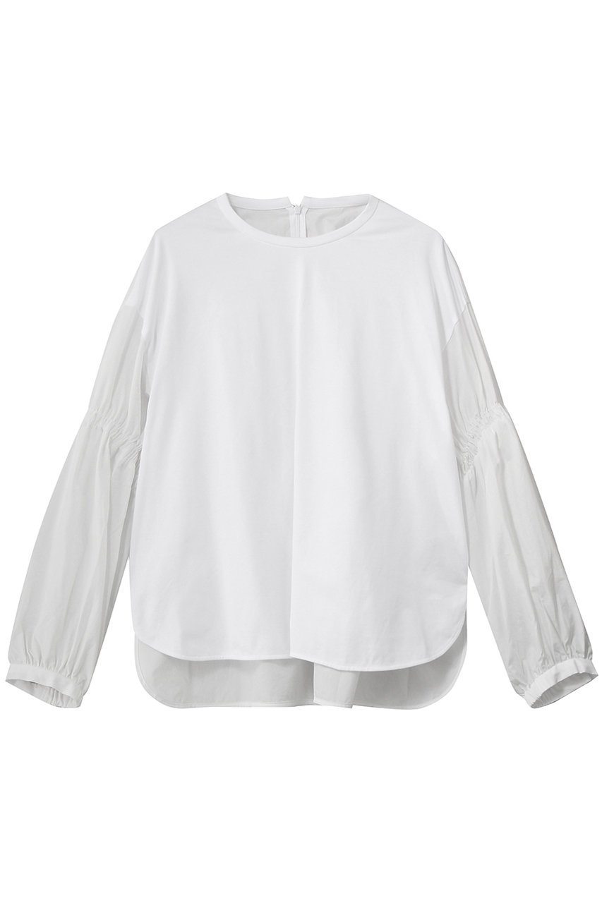 martinique ギャザースリーブコンビネーショントップス (ホワイト, F) マルティニーク ELLE SHOP