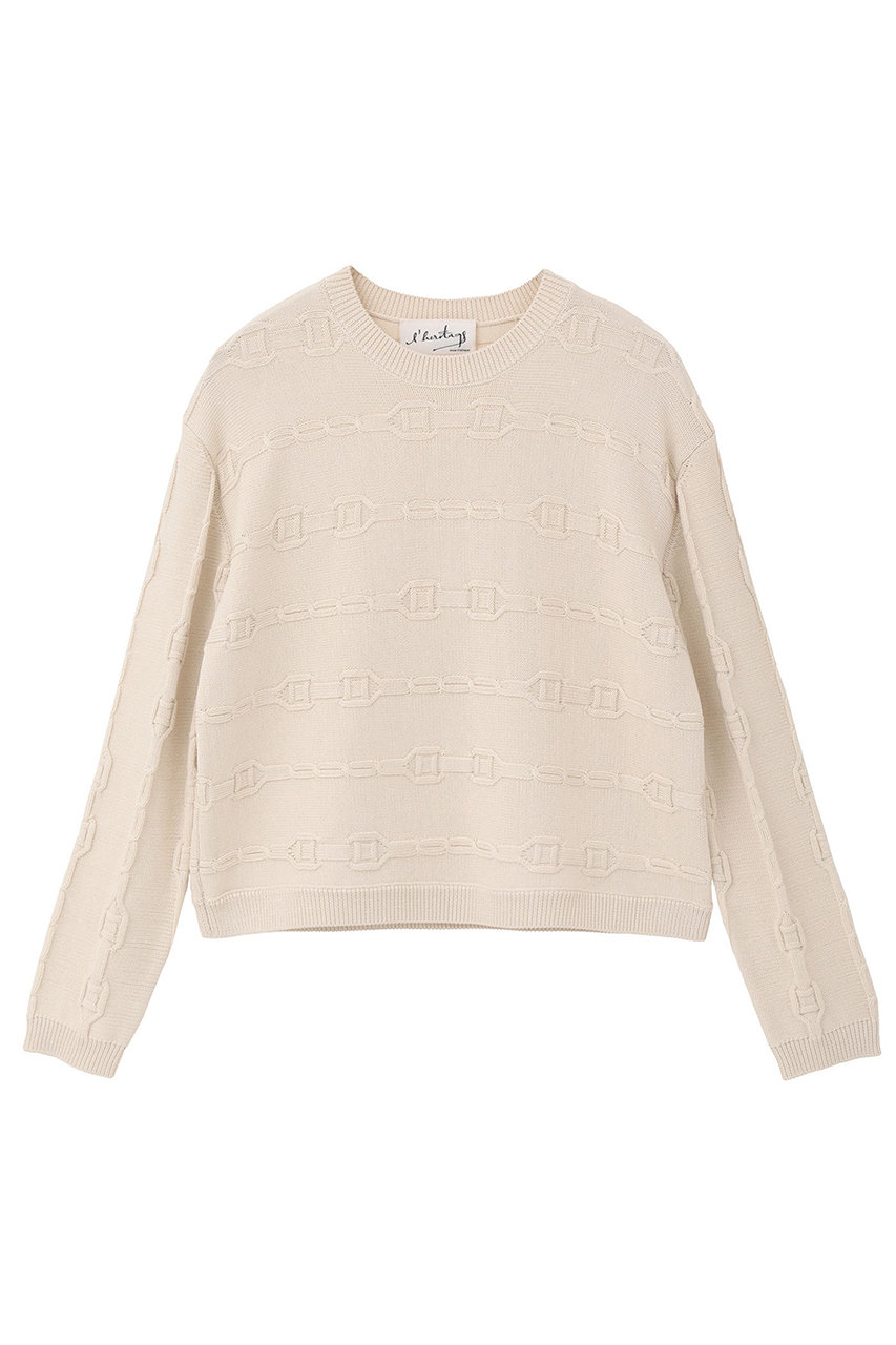 martinique 【l'heritage martinique】チェーンケーブルショートニット (アイボリー, F) マルティニーク ELLE SHOP