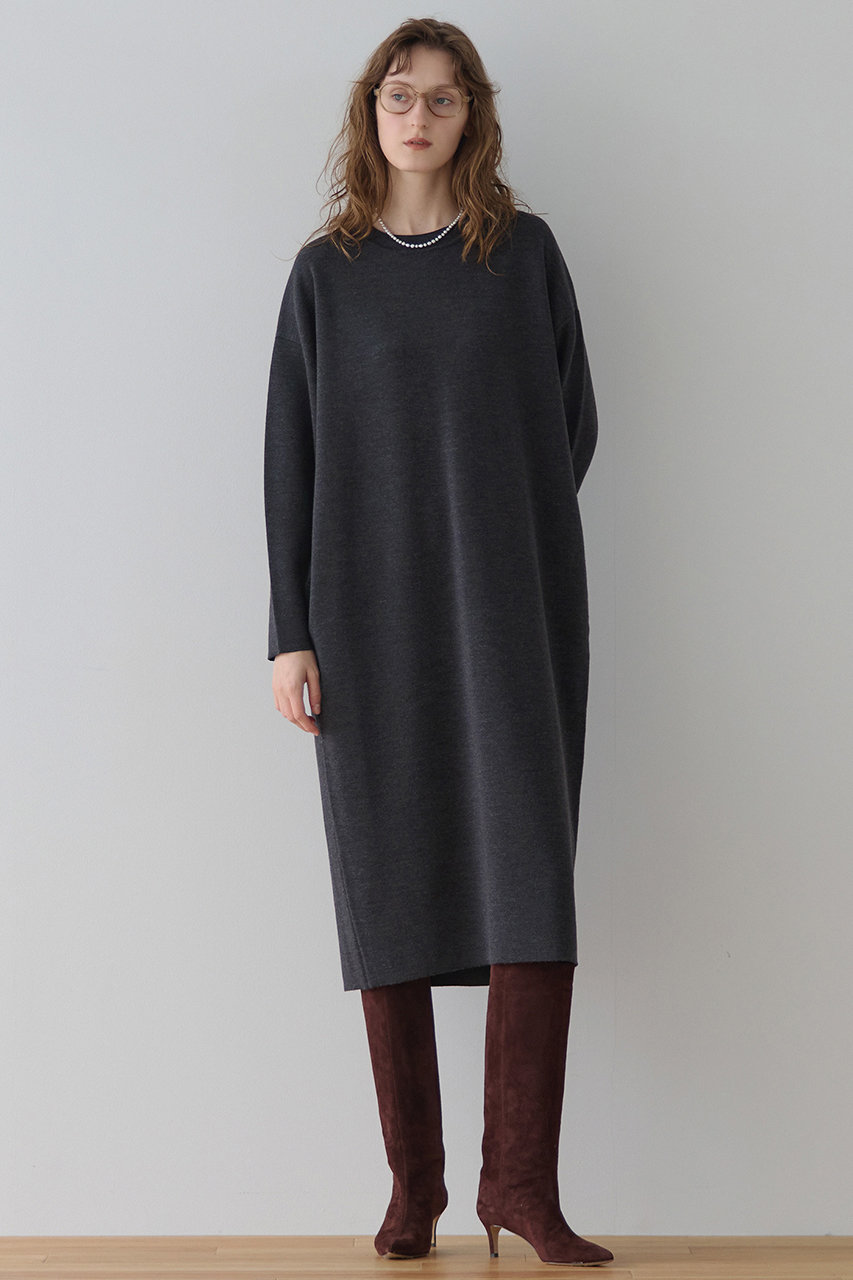 martinique Wフェイスニットワンピース (グレー, F) マルティニーク ELLE SHOP