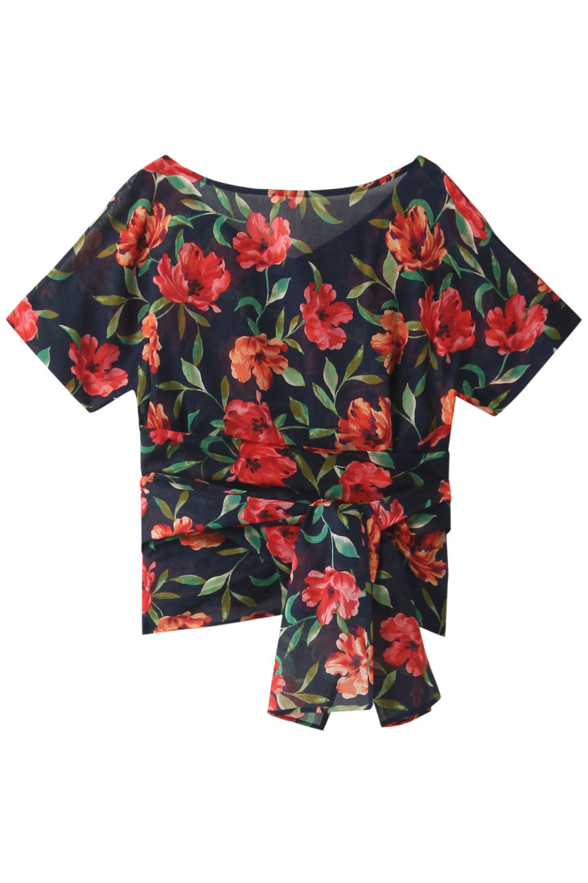 martinique フラワープリントカシュクールブラウス (ネイビー, F) マルティニーク ELLE SHOP martinique フラワープリントカシュクールブラウス (ネイビー, F) マルティニーク ELLE SHOP