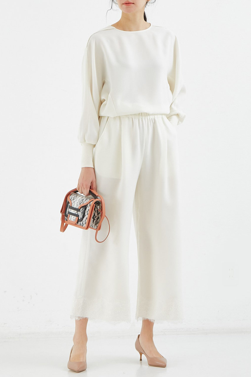 Designworks デザインワークス 裾レースジョーゼットパンツ アイボリー の通販 Elleshop エル ショップ