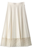 裾レース切り替えプリーツスカート