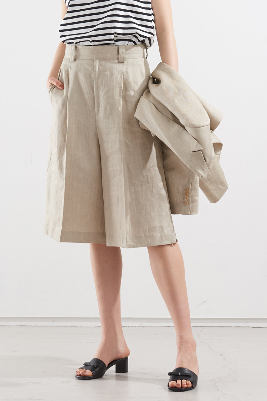 Designworks デザインワークス ベルギーリネンショートパンツ ベージュ の通販 Elleshop エル ショップ