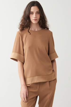 バックサテンジョーゼットブラウス