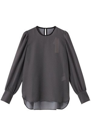 ドットプリントクルーネックブラウス