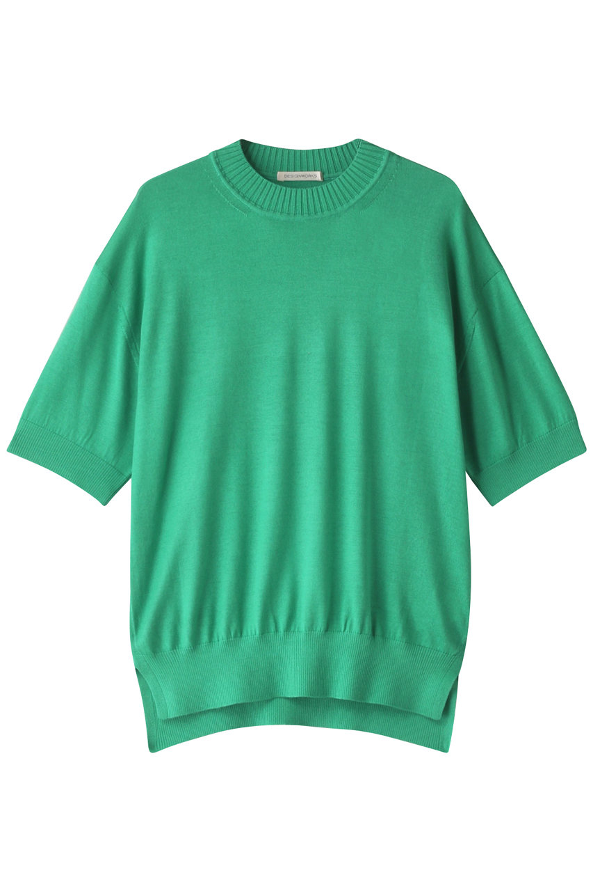 ＜ELLE SHOP＞ 30%OFF！DESIGNWORKS シルク半袖Tシャツ (グリーン 38) デザインワークス ELLE SHOP
