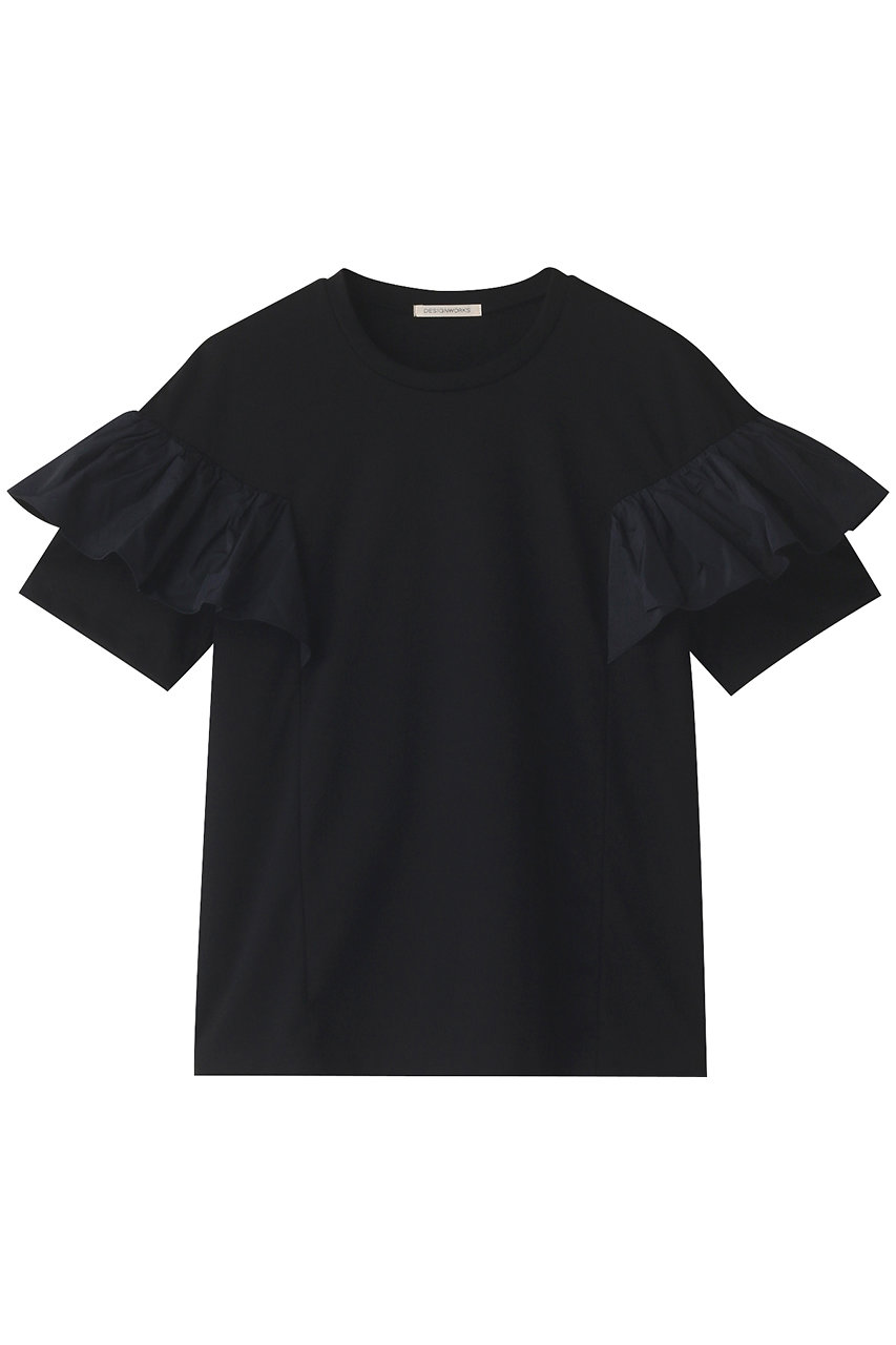 DESIGNWORKS 袖タフタコンビTシャツ (ブラック, 38) デザインワークス ELLE SHOP