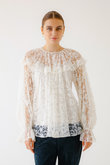BEAUVET フロッキーチュールレースブラウス