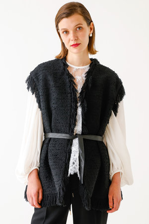 デザインワークス/DESIGNWORKSの【BEAUVET】ブラックツイードジレ(110800/110806)