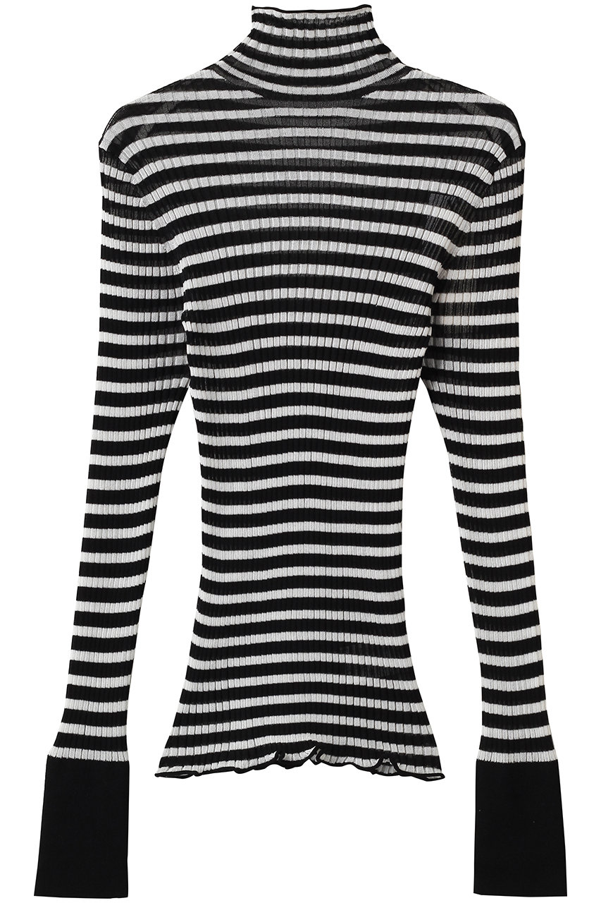 デザインワークス/DESIGNWORKSのリブハイネックニット(ブラック×ホワイト/35020540020)