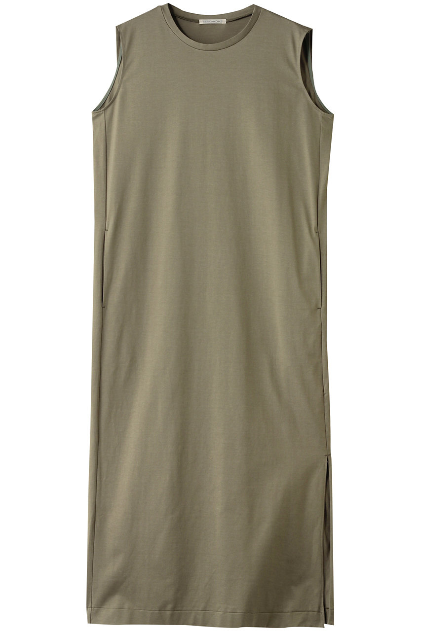 DESIGNWORKS サイドスリットジャージーワンピース (カーキ, 38) デザインワークス ELLE SHOP DESIGNWORKS サイドスリットジャージーワンピース (カーキ, 38) デザインワークス ELLE SHOP