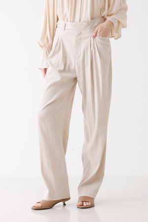 デザインワークス/DESIGNWORKSのリネンストレッチタックワイドパンツ(110600/110601)