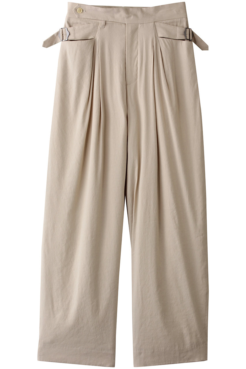 DESIGNWORKS リネンストレッチタックワイドパンツ (ベージュ, 38) デザインワークス ELLE SHOP DESIGNWORKS リネンストレッチタックワイドパンツ (ベージュ, 38) デザインワークス ELLE SHOP