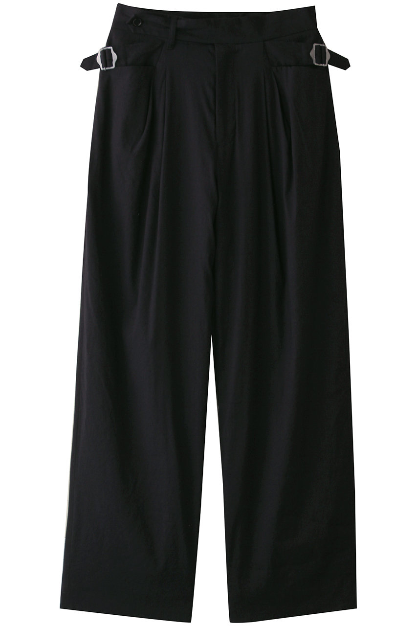 DESIGNWORKS リネンストレッチタックワイドパンツ (ネイビー, 36) デザインワークス ELLE SHOP DESIGNWORKS リネンストレッチタックワイドパンツ (ネイビー, 36) デザインワークス ELLE SHOP