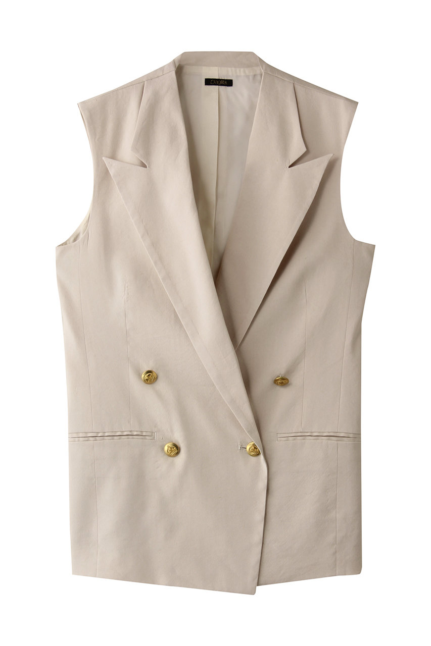 DESIGNWORKS リネンストレッチベスト (ベージュ, 38) デザインワークス ELLE SHOP DESIGNWORKS リネンストレッチベスト (ベージュ, 38) デザインワークス ELLE SHOP