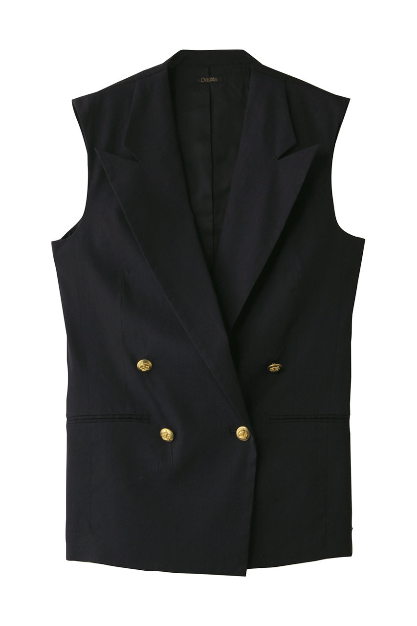 DESIGNWORKS リネンストレッチベスト (ネイビー, 38) デザインワークス ELLE SHOP DESIGNWORKS リネンストレッチベスト (ネイビー, 38) デザインワークス ELLE SHOP