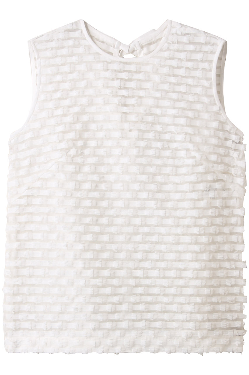 デザインワークス/DESIGNWORKSのボーダーカットJQノースリーブブラウス(ホワイト/35500510012)