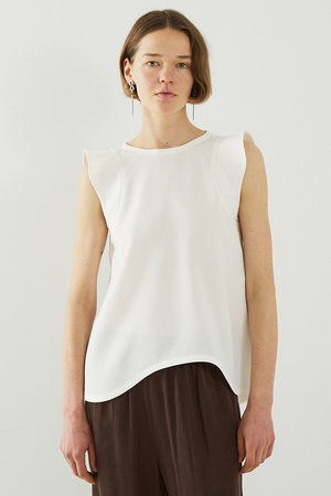 デザインワークス/DESIGNWORKSのトリアセジョーゼットノースリブラウス(110400/110401)