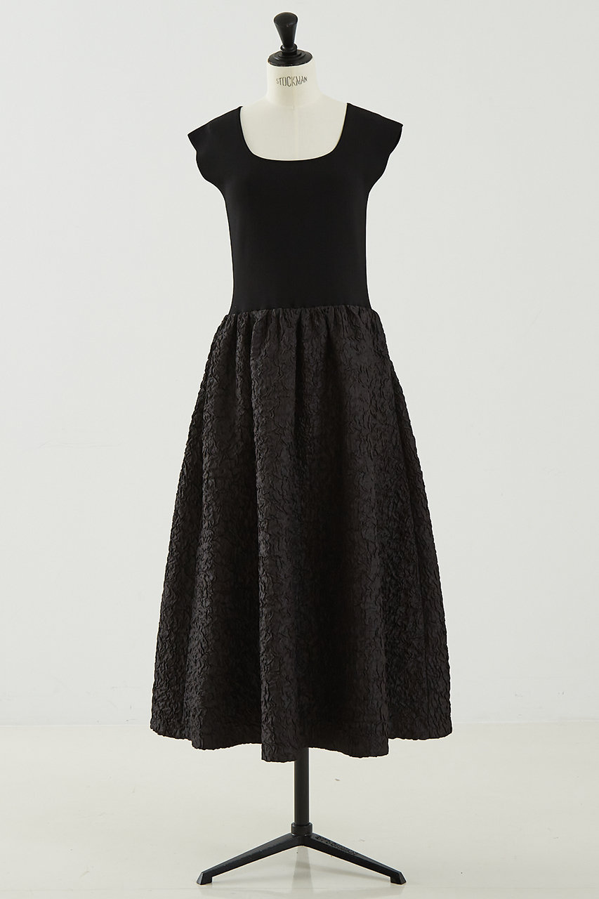 DESIGNWORKS フクレジャガードニットコンビワンピース (ブラック, 38) デザインワークス ELLE SHOP DESIGNWORKS フクレジャガードニットコンビワンピース (ブラック, 38) デザインワークス ELLE SHOP