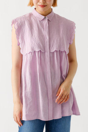 デザインワークス/DESIGNWORKSのリネンスカラップノースリーブシャツ(110400/110401)