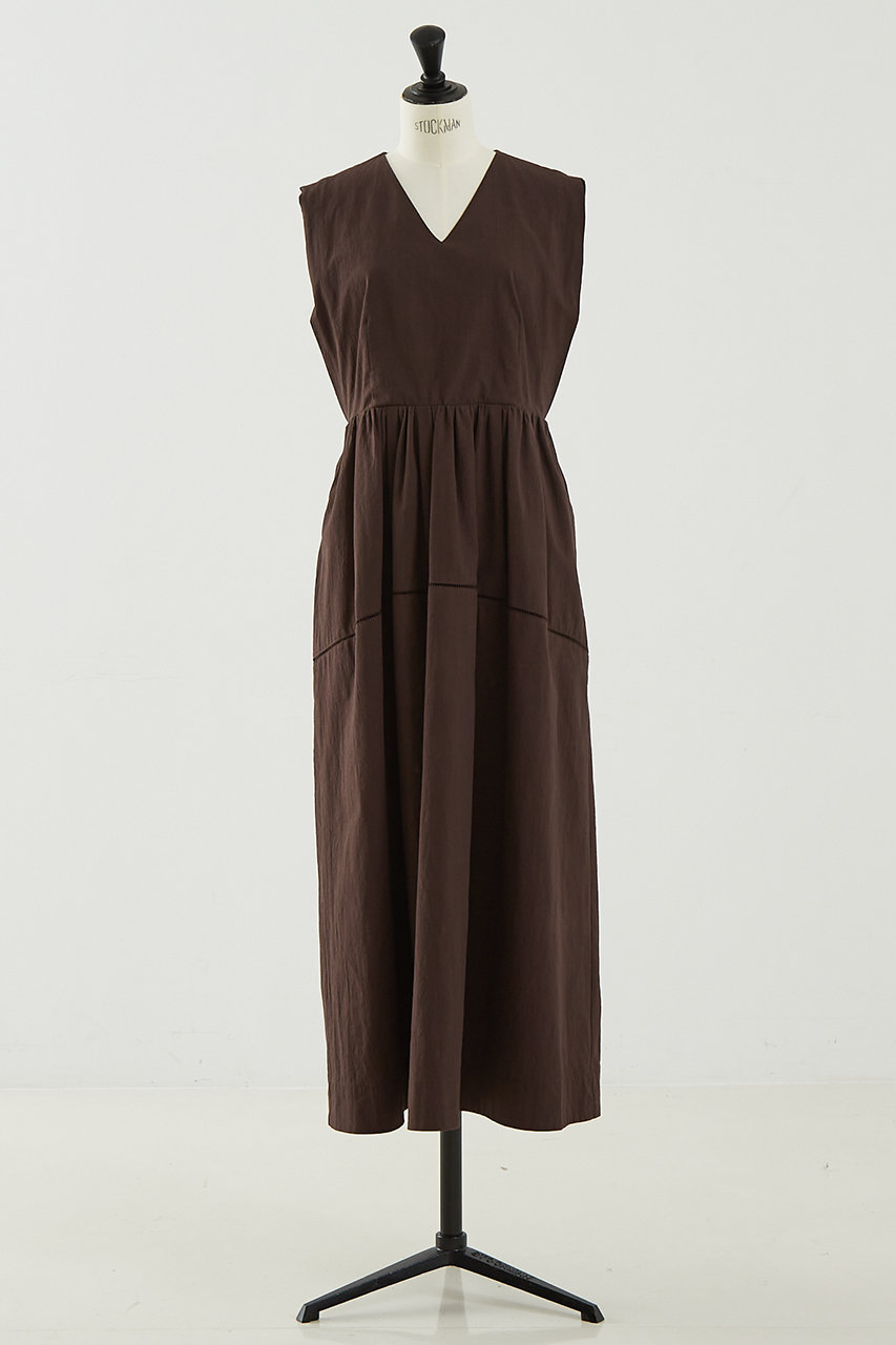DESIGNWORKS コットンサブレVネックノースリーブワンピース (ブラウン, 38) デザインワークス ELLE SHOP DESIGNWORKS コットンサブレVネックノースリーブワンピース (ブラウン, 38) デザインワークス ELLE SHOP