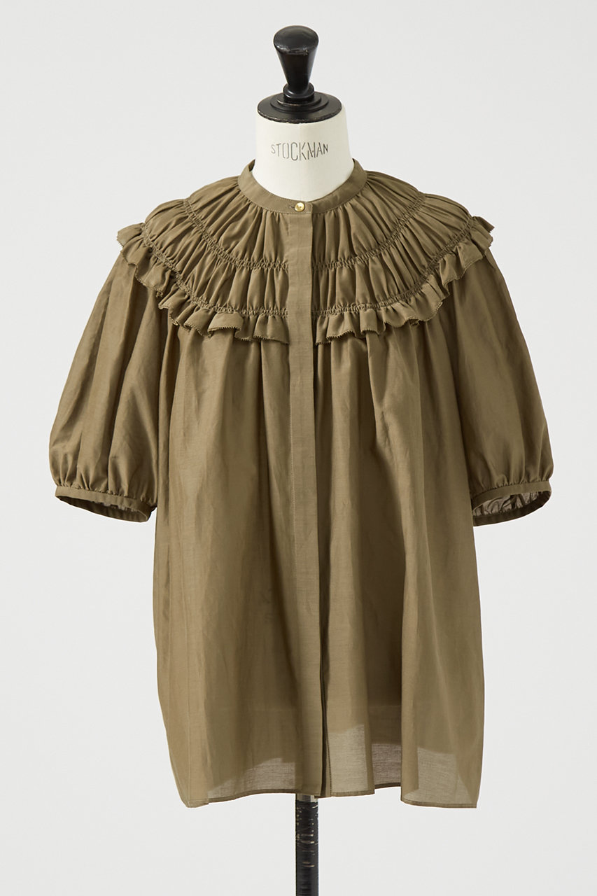 DESIGNWORKS コットンシルクローンシャーリングシャツ (カーキ, 38) デザインワークス ELLE SHOP DESIGNWORKS コットンシルクローンシャーリングシャツ (カーキ, 38) デザインワークス ELLE SHOP