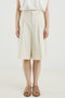リネンヴィスコースハイウエストハーフパンツ デザインワークス/DESIGNWORKS アイボリー