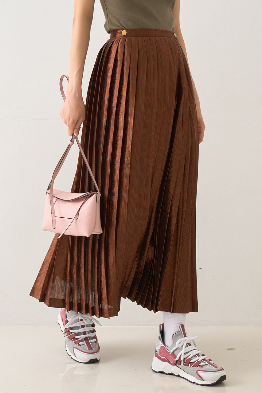 デザインワークス/DESIGNWORKSのメタリックプリーツラップスカート(ブラウン/3551117000722)