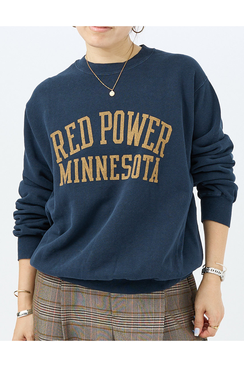 DESIGNWORKS 【REMI ELIEF】SP加工3飛び裏毛別注スウェット RED POWER (ネイビー, M) デザインワークス ELLE SHOP DESIGNWORKS 【REMI ELIEF】SP加工3飛び裏毛別注スウェット RED POWER (ネイビー, M) デザインワークス ELLE SHOP