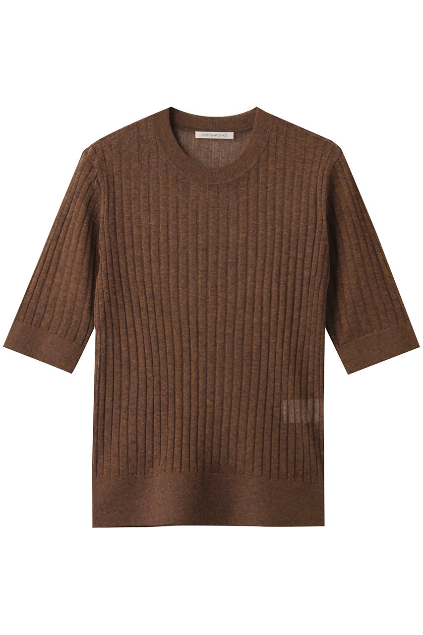 DESIGNWORKS ラメリブプルオーバー (ブロンズ, 38) デザインワークス ELLE SHOP DESIGNWORKS ラメリブプルオーバー (ブロンズ, 38) デザインワークス ELLE SHOP