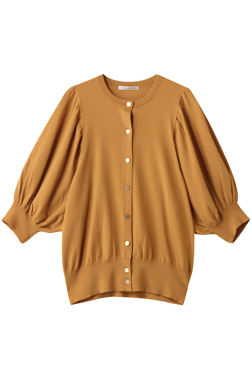 デザインワークス/DESIGNWORKSの袖ギャザーショートカーディガン(オーカー/35511041022)