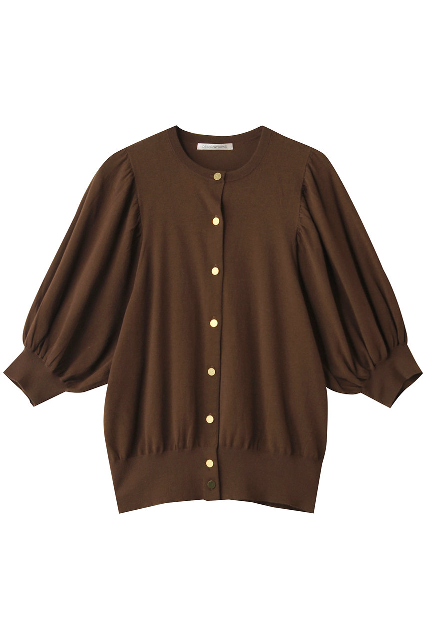 デザインワークス/DESIGNWORKSの袖ギャザーショートカーディガン(ブラウン/35511041022)