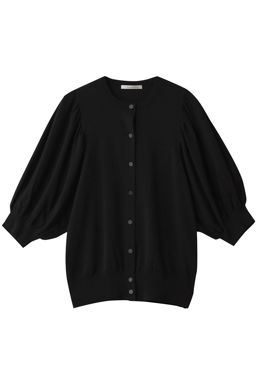 デザインワークス/DESIGNWORKSの袖ギャザーショートカーディガン(ブラック/35511041022)