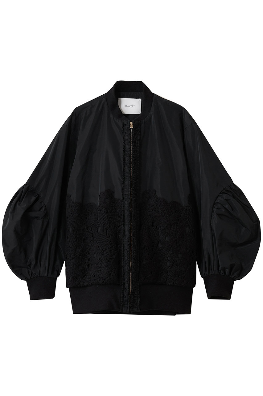 DESIGNWORKS BEAUVET レースコンビタフタブルゾン (ブラック, 1) デザインワークス ELLE SHOP DESIGNWORKS BEAUVET レースコンビタフタブルゾン (ブラック, 1) デザインワークス ELLE SHOP