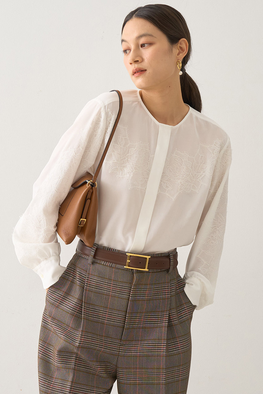 DESIGNWORKS キュプララッセルレースブラウス (ホワイト, 38) デザインワークス ELLE SHOP DESIGNWORKS キュプララッセルレースブラウス (ホワイト, 38) デザインワークス ELLE SHOP
