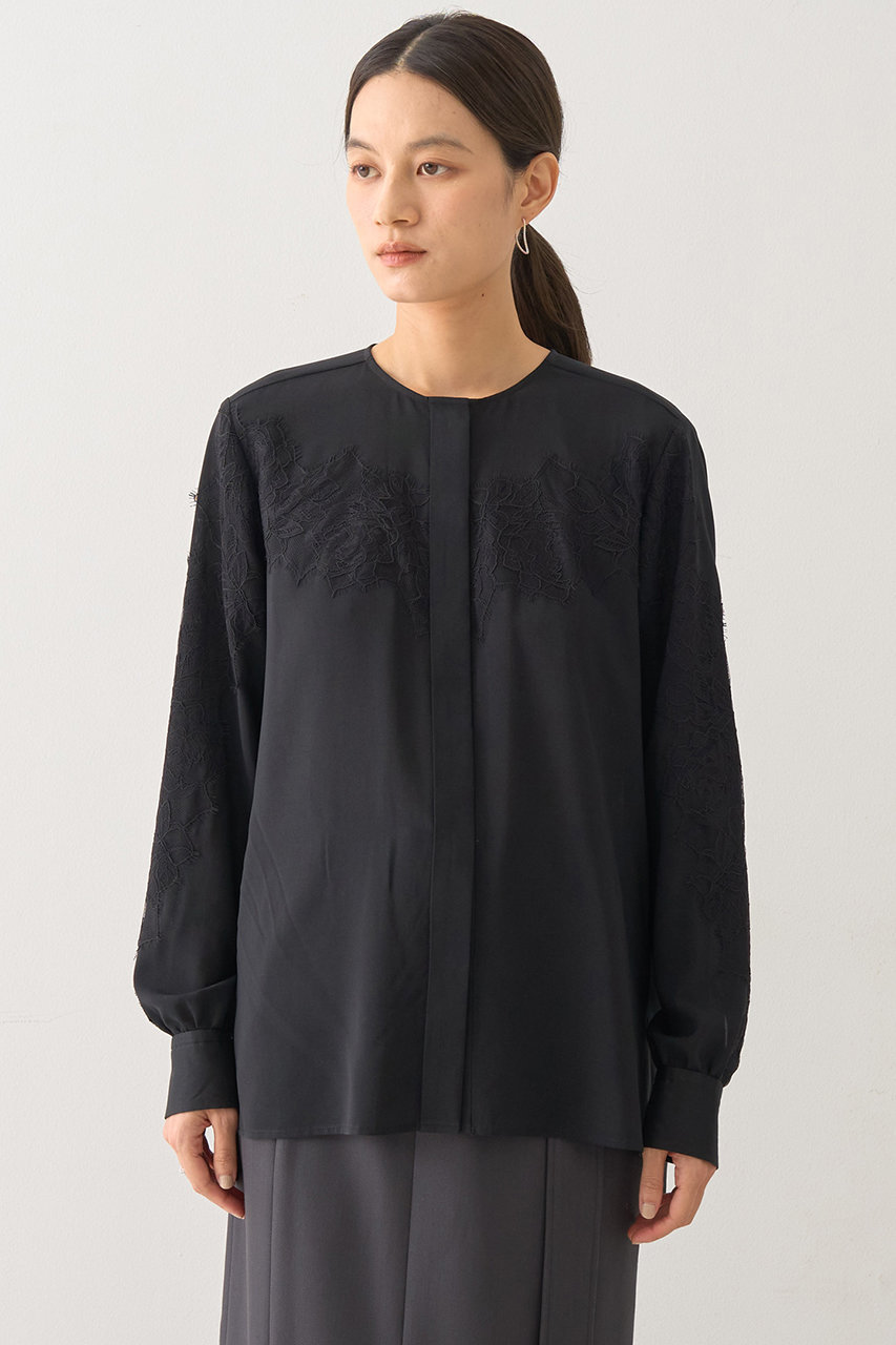 DESIGNWORKS キュプララッセルレースブラウス (ブラック, 38) デザインワークス ELLE SHOP DESIGNWORKS キュプララッセルレースブラウス (ブラック, 38) デザインワークス ELLE SHOP