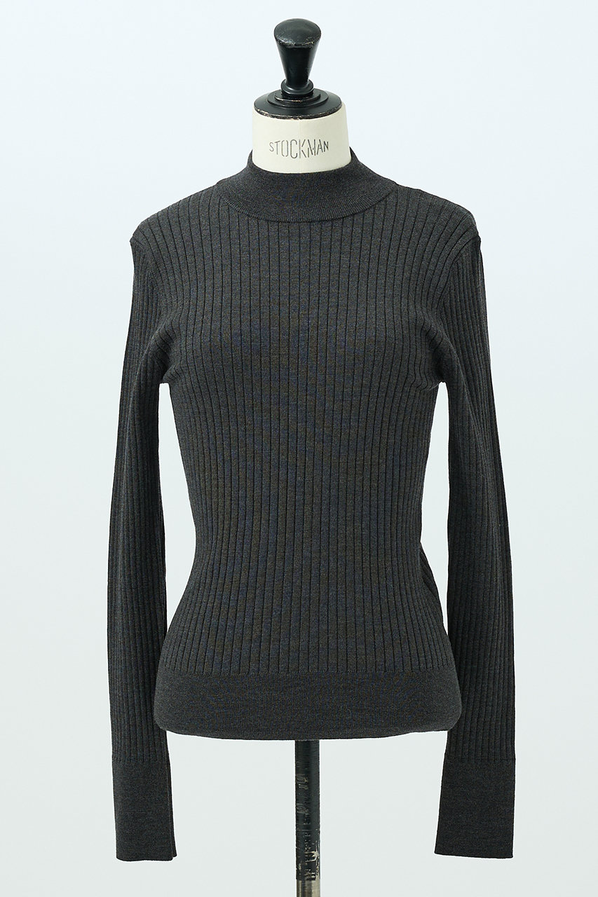 ウールバックボタンハイネックニット