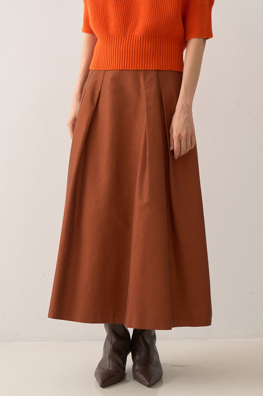 DESIGNWORKS タックツイルフレアスカート (ダークオレンジ, 40) デザインワークス ELLE SHOP DESIGNWORKS タックツイルフレアスカート (ダークオレンジ, 40) デザインワークス ELLE SHOP