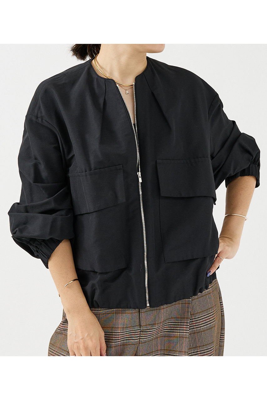 DESIGNWORKS ノーカラービッグポケットツイルショートブルゾン (ブラック, 38) デザインワークス ELLE SHOP DESIGNWORKS ノーカラービッグポケットツイルショートブルゾン (ブラック, 38) デザインワークス ELLE SHOP