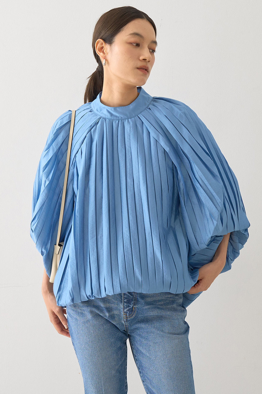 DESIGNWORKS プリーツ加工ボリュームブラウス (サックスブルー, 38) デザインワークス ELLE SHOP DESIGNWORKS プリーツ加工ボリュームブラウス (サックスブルー, 38) デザインワークス ELLE SHOP