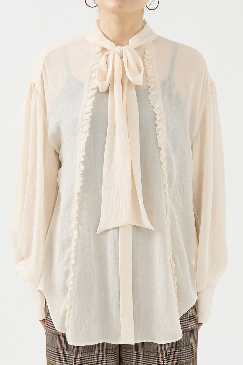 デザインワークス/DESIGNWORKSのジョーゼットフリルボウタイブラウス(アイボリー/35510910008)