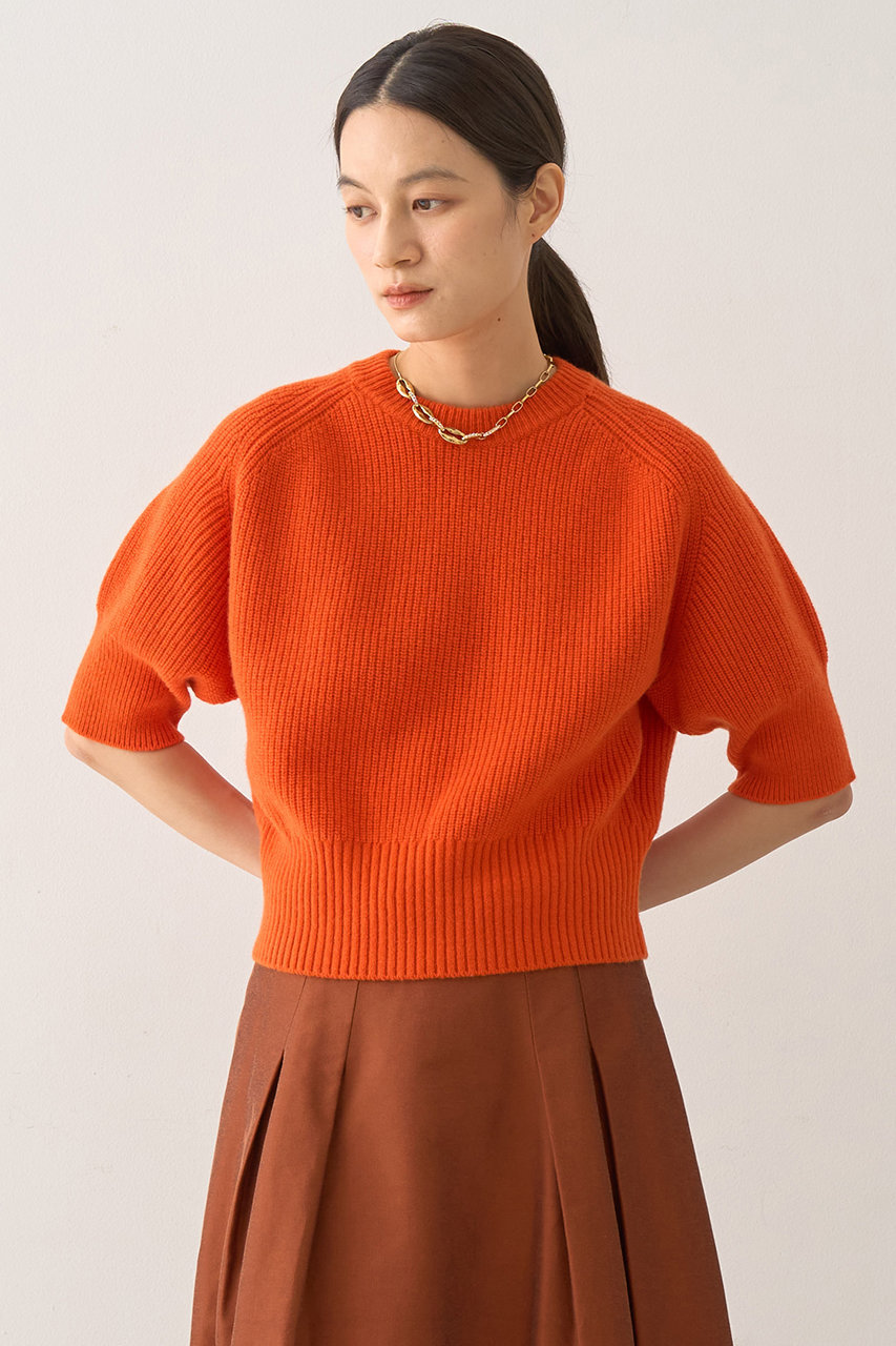 デザインワークス/DESIGNWORKSのウールカシミヤショートスリーブニット(オレンジ/35510940023)