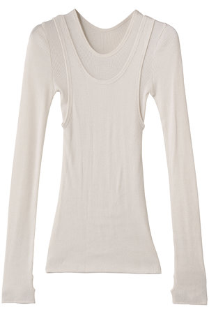 デザインワークス/DESIGNWORKSの【HAKUJI】Wool rib layerd レイヤードロングスリーブプルオーバー(110100/110103)