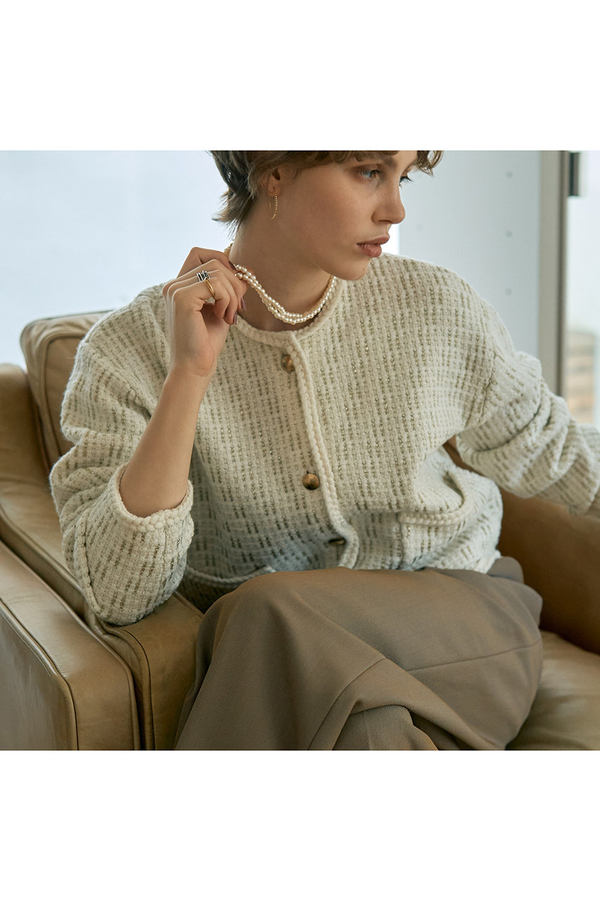 ラメツイードライクニットショートジャケット